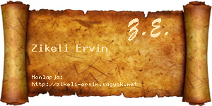 Zikeli Ervin névjegykártya